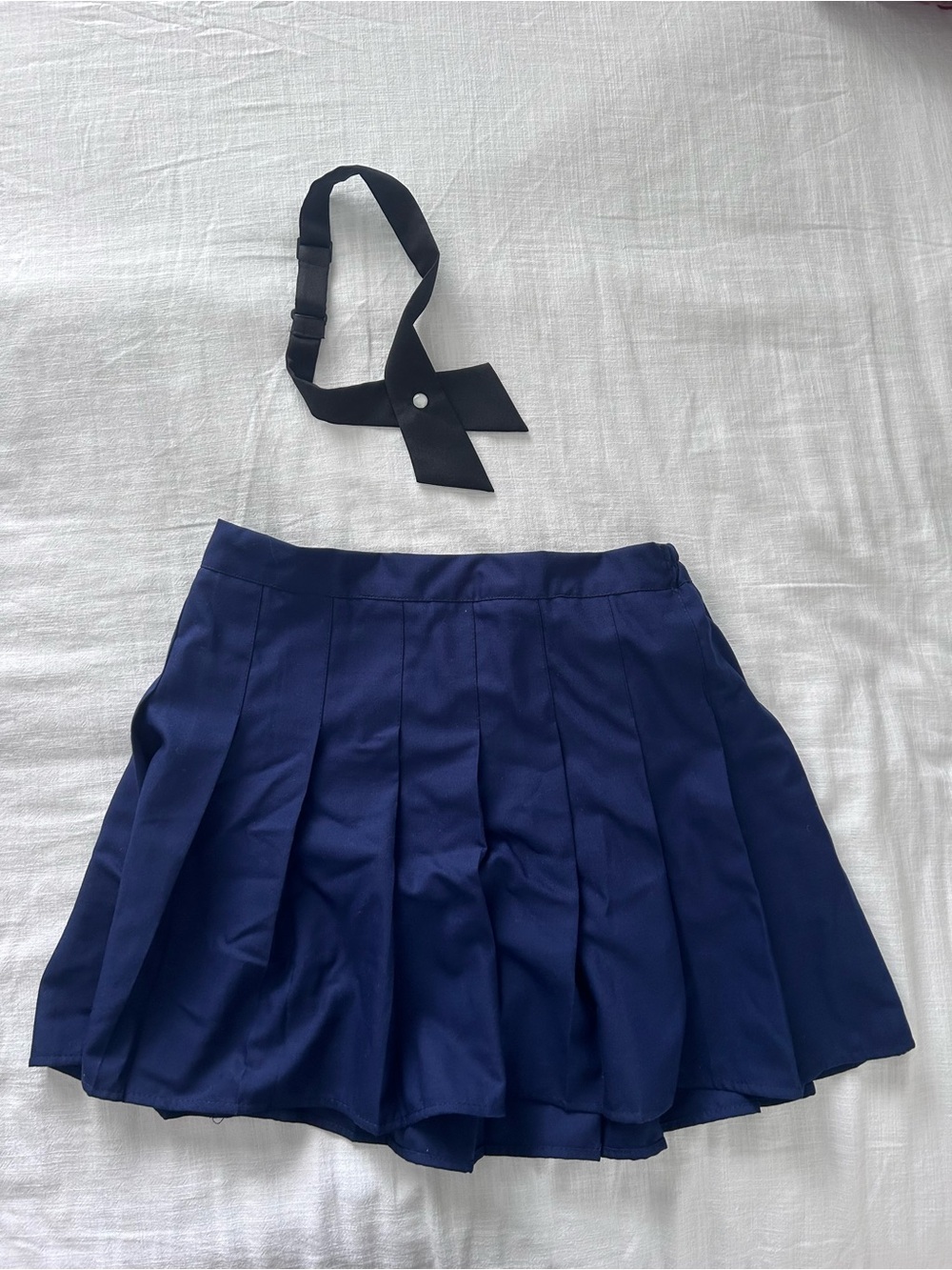 Pleated Navy Mini Skirt - Women's Skirt